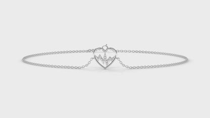 0.11 CTW Diamond Heartbeat Bracelet in 14K White Gold – Heart Outline Design