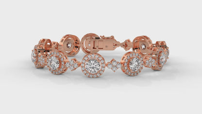 4.18 CTW Diamond Halo Link Bracelet in 14K Rose Gold