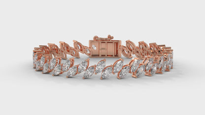12.50 CTW Marquise Diamond Bracelet in 14K Rose Gold – Double Row Design