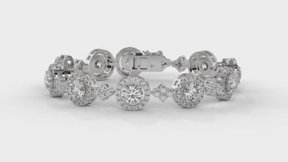 4.18 CTW Diamond Halo Link Bracelet in 14K White Gold