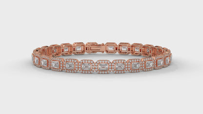 7.00 CTW Diamond Halo Bracelet in 14K Rose Gold - Luxury Statement Design