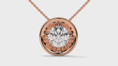 2.00 CTW Round Diamond Bezel-Set Solitaire Pendant in 14K Rose Gold