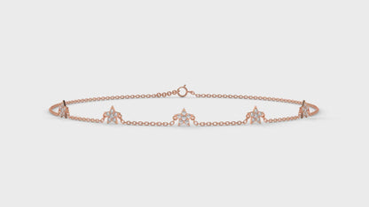 0.75 Ctw Diamond Star Bracelet in 14K Rose Gold