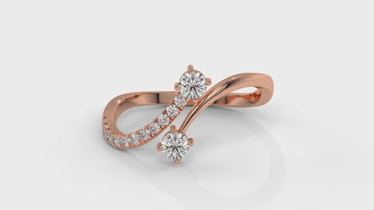 0.34 CTW Toi et Moi Diamond Ring in 14K Rose Gold with Round Cut Diamonds