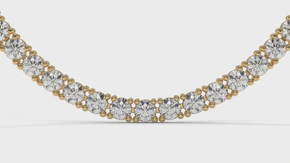 17.50 CTW Diamond Tennis Necklace in 14K Yellow Gold – Classic Round Cut Single Row In 17 Inch