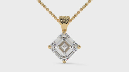 2.00 CTW Asscher-Cut Diamond Solitaire Pendant in 14K Yellow Gold – Secure Claw-Prong Setting