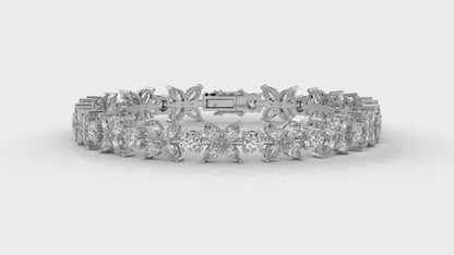 9.74 CTW Diamond Floral Bracelet in 14K White Gold - Elegant Nature-Inspired Design