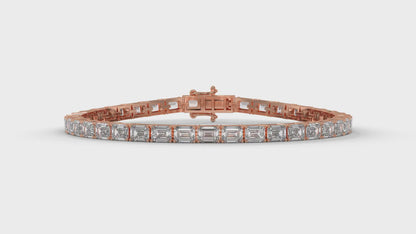 7.80 CTW Emerald Cut Diamond Classic Tennis Bracelet in 14K Rose Gold