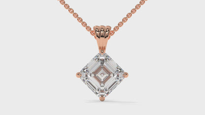 2.00 CTW Asscher-Cut Diamond Solitaire Pendant in 14K Rose Gold – Secure Claw-Prong Setting
