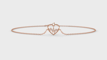 0.11 CTW Diamond Heartbeat Bracelet in 14K Rose Gold – Heart Outline Design