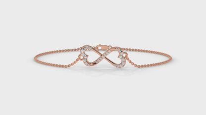0.17 CTW Diamond Infinity Heart Bracelet in 14K Rose Gold – Eternal Love Design