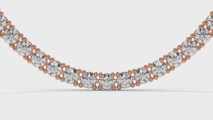 17.50 CTW Diamond Tennis Necklace in 14K Rose Gold – Classic Round Cut Single Row In 17 Inch