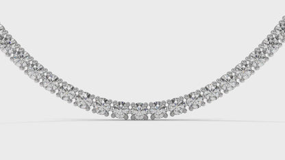 12.50 CTW Diamond Tennis Necklace in 14K White Gold – Classic Round Cut Single Row In 17 Inch