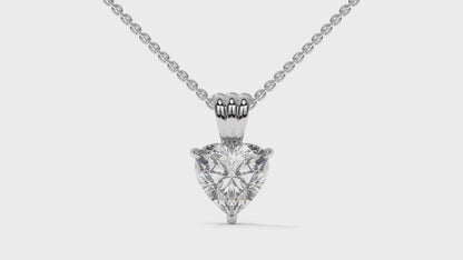 1.00 CTW Heart-Shaped Diamond Solitaire Pendant in 14K White Gold – Secure Claw-Prong Setting