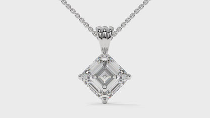 2.00 CTW Asscher-Cut Diamond Solitaire Pendant in 14K White Gold – Secure Claw-Prong Setting