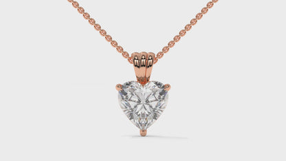 1.50 CTW Heart-Shaped Diamond Solitaire Pendant in 14K Rose Gold – Secure Claw-Prong Setting