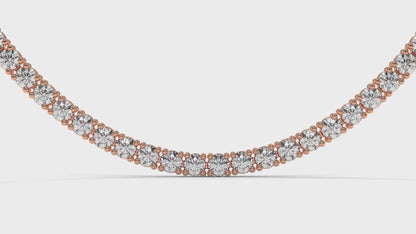 10 CTW Diamond Tennis Necklace in 14K Rose Gold – Classic Round Cut Single Row In 17 Inch