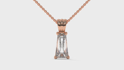 2.00 CTW Tapered Baguette Diamond Solitaire Pendant in 14K Rose Gold – Secure Claw-Prong Setting