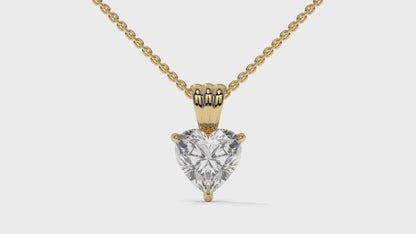 1.00 CTW Heart-Shaped Diamond Solitaire Pendant in 14K Yellow Gold – Secure Claw-Prong Setting