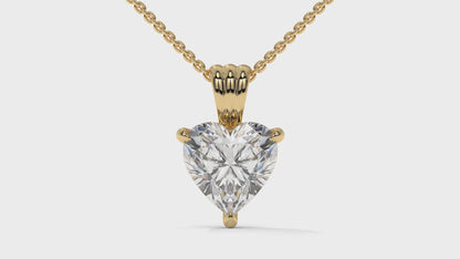 2.00 CTW Heart-Shaped Diamond Solitaire Pendant in 14K Yellow Gold – Secure Claw-Prong Setting