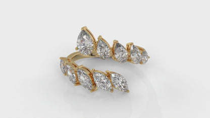 2.46 CTW Pear and Marquise Diamond Ring in 14K Yellow Gold