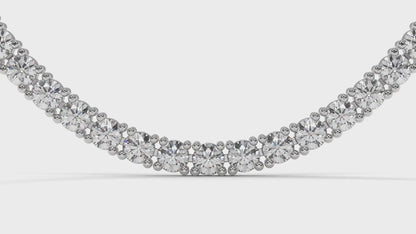 17.50 CTW Diamond Tennis Necklace in 14K White Gold – Classic Round Cut Single Row In 17 Inch