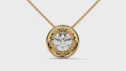 1.00 CTW Round Diamond Bezel-Set Solitaire Pendant in 14K Yellow Gold