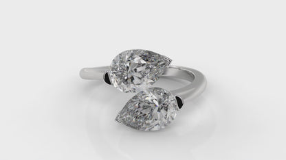 5.00 CTW Toi et Moi Diamond Ring in 14K White Gold with Pear-Shape Diamonds