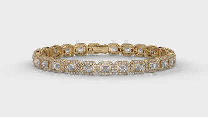 7.00 CTW Diamond Halo Bracelet in 14K Yellow Gold - Luxury Statement Design