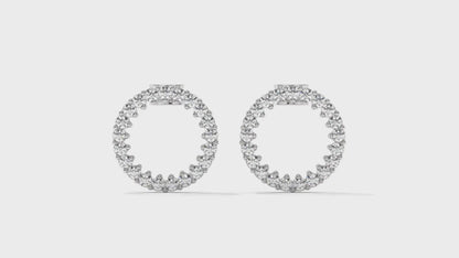 0.42 CTW Round Diamond Circle Hoop Earrings in 14K White Gold