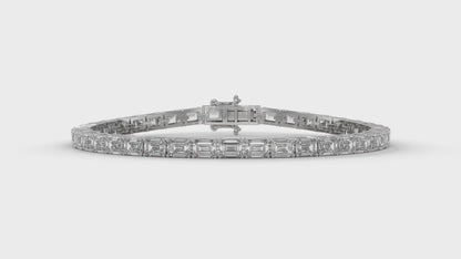 7.80 CTW Emerald Cut Diamond Classic Tennis Bracelet in 14K White Gold