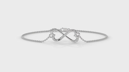 0.17 CTW Diamond Infinity Heart Bracelet in 14K White Gold – Eternal Love Design