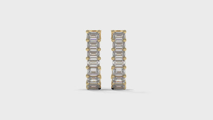 2.20 CTW Emerald-Cut Diamond Hoop Earrings in 14K Yellow Gold