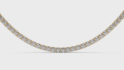 5 CTW Diamond Tennis Necklace in 14K Yellow Gold – Classic Round Cut Single Row In 17 Inch