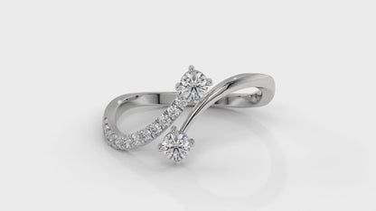 0.34 CTW Toi et Moi Diamond Ring in 14K White Gold with Round Cut Diamonds