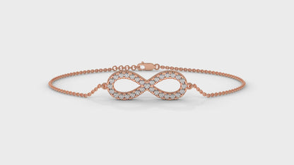 0.38 CTW Round Diamond Infinity Bracelet in 14K Rose Gold