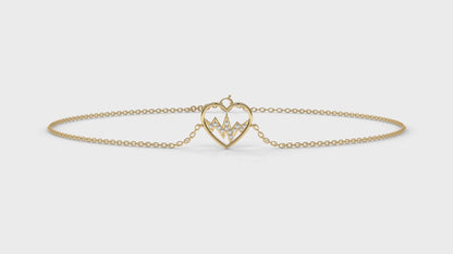 0.11 CTW Diamond Heartbeat Bracelet in 14K Yellow Gold – Heart Outline Design