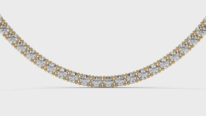 10 CTW Diamond Tennis Necklace in 14K Yellow Gold – Classic Round Cut Single Row In 17 Inch