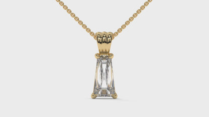 2.00 CTW Tapered Baguette Diamond Solitaire Pendant in 14K Yellow Gold – Secure Claw-Prong Setting
