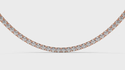5 CTW Diamond Tennis Necklace in 14K Rose Gold – Classic Round Cut Single Row In 17 Inch