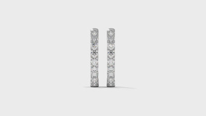 1.56 CTW Round Diamond Hoop Earrings in 14K White Gold
