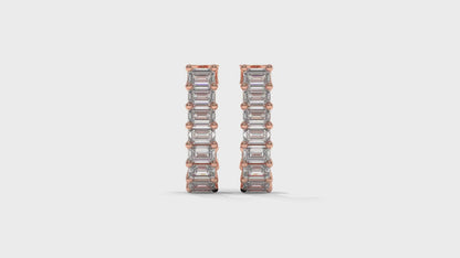2.20 CTW Emerald-Cut Diamond Hoop Earrings in 14K Rose Gold