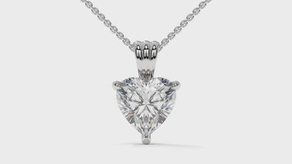2.00 CTW Heart-Shaped Diamond Solitaire Pendant in 14K White Gold – Secure Claw-Prong Setting