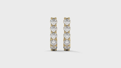 0.74 CTW Round Diamond Hoop Earrings In 14K Yellow Gold – Shared-Prong Setting