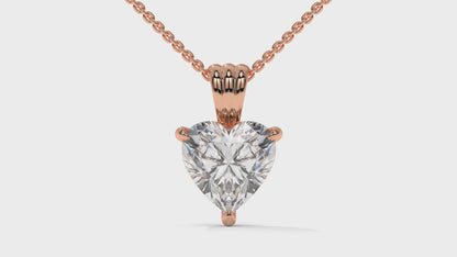2.00 CTW Heart-Shaped Diamond Solitaire Pendant in 14K Rose Gold – Secure Claw-Prong Setting