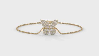 0.43 CTW Diamond Butterfly Bracelet in 14K Yellow Gold – Pavé Butterfly Design