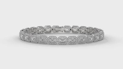 7.00 CTW Diamond Halo Bracelet in 14K White Gold - Luxury Statement Design