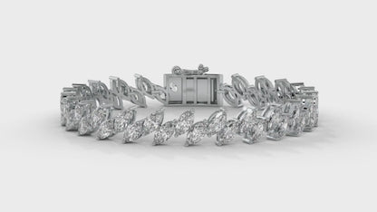 12.50 CTW Marquise Diamond Bracelet in 14K White Gold – Double Row Design