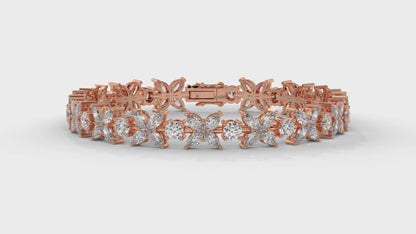 9.74 CTW Diamond Floral Bracelet in 14K Rose Gold - Elegant Nature-Inspired Design