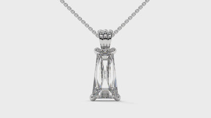 4.00 CTW Tapered Baguette Diamond Solitaire Pendant in 14K White Gold – Secure Claw-Prong Setting